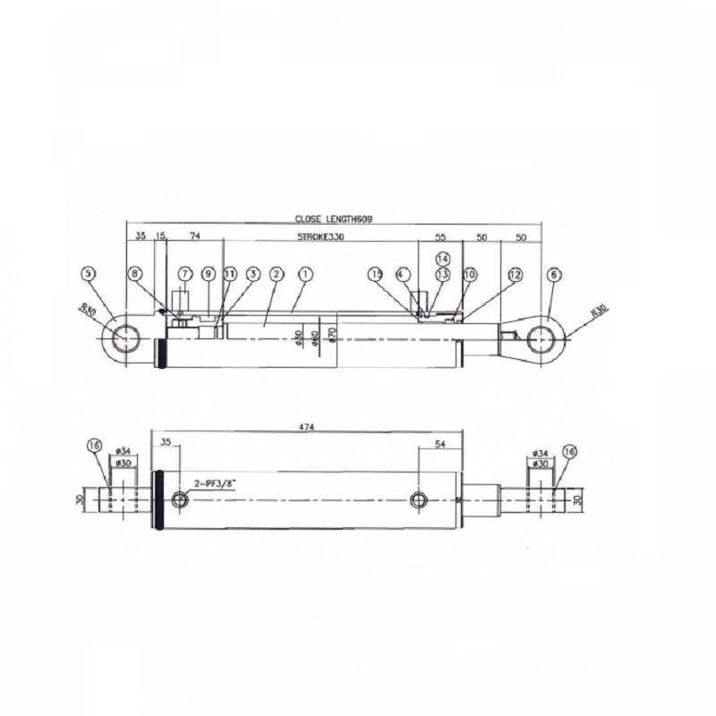 Door cleating-uncleating cylinder,DWG.No.SM-CYLINDER-001.