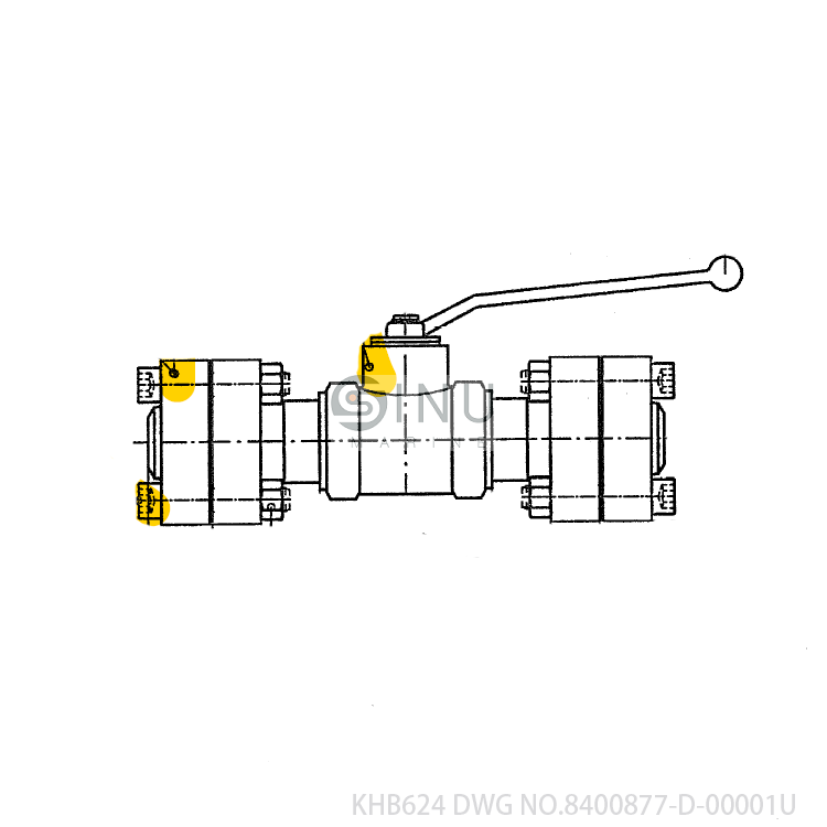 SN-BALL VALVE WITH SAE-FLANGE KHB624 DWG NO.8400877-D-00001U